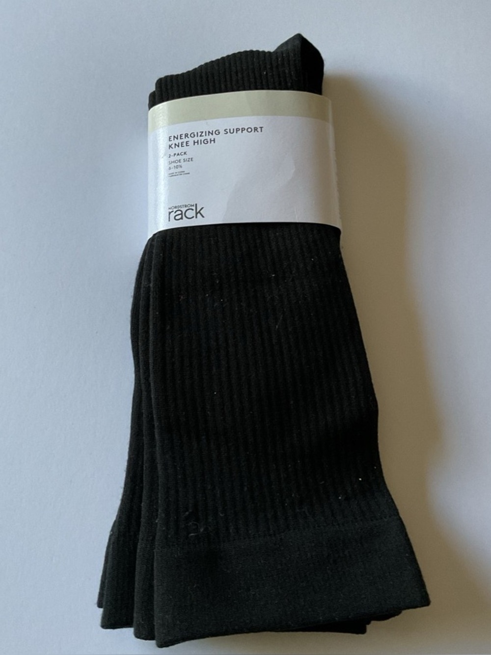 NORDSTROM RACK 2 PAIR PACK ENERGIZING SUPPORT KNEE HIGH SOCKS BLACK OS NWT